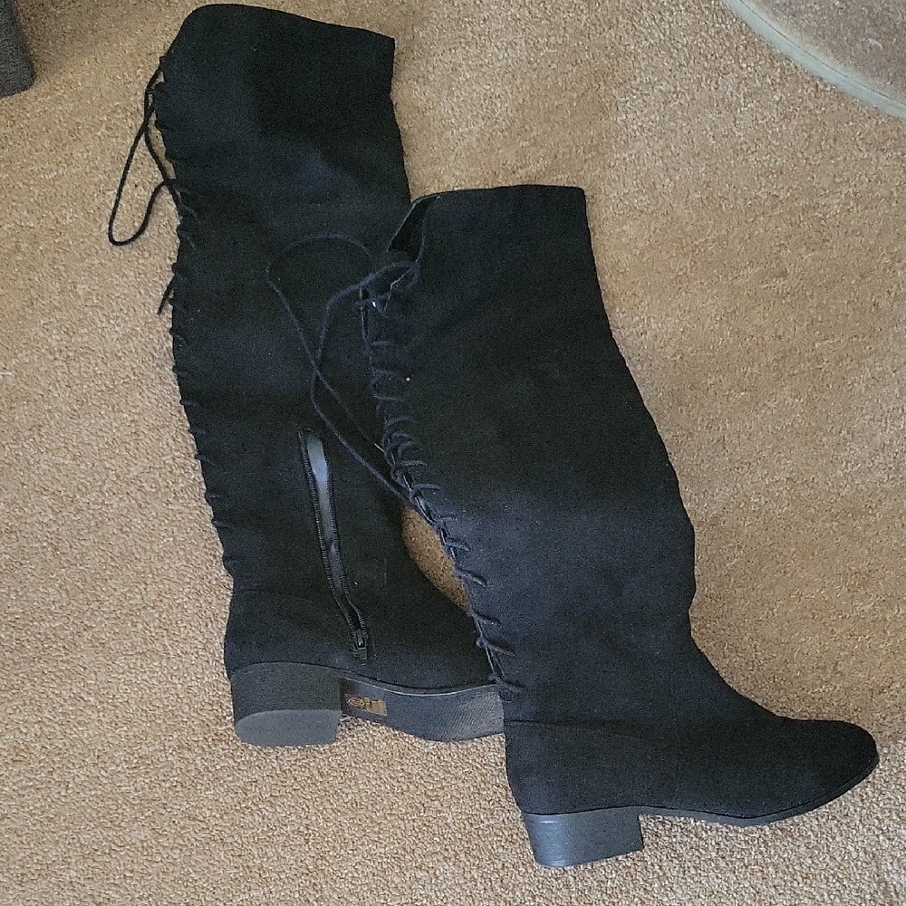 Soda Black Over the Knee Boots